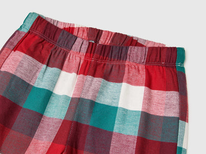 Benetton Red Boys Flannel Tartan Pyjamas SKU: 40EP0P009_906 Image 03