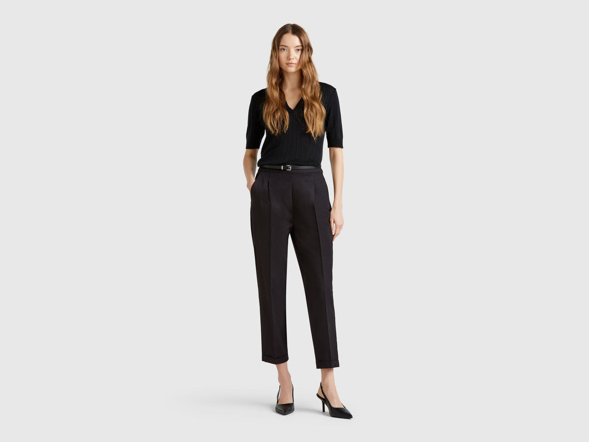 Benetton_Stretch Cotton Trousers_40FADF092_100_01