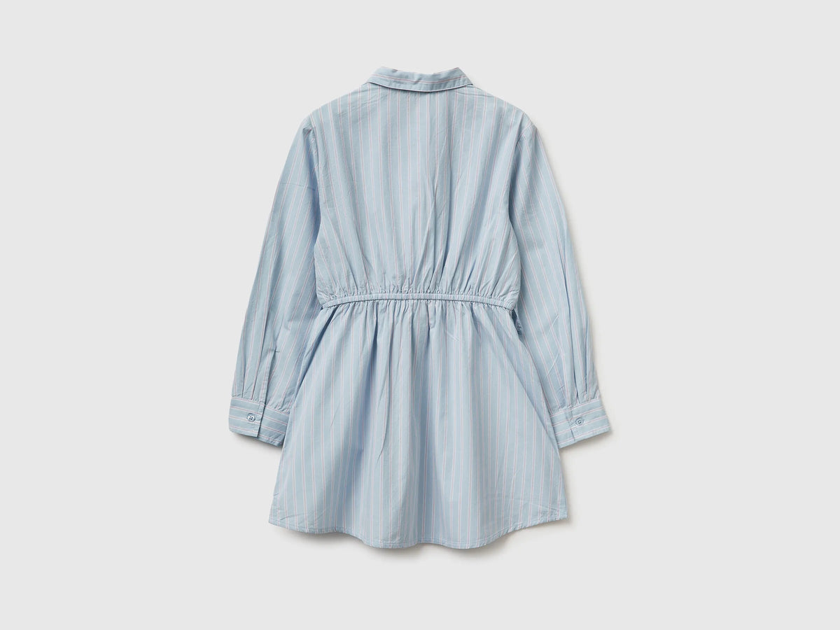 Benetton Light Blue Girls Striped Shirt Dress SKU: 40N7CV03Q_903 Image 02