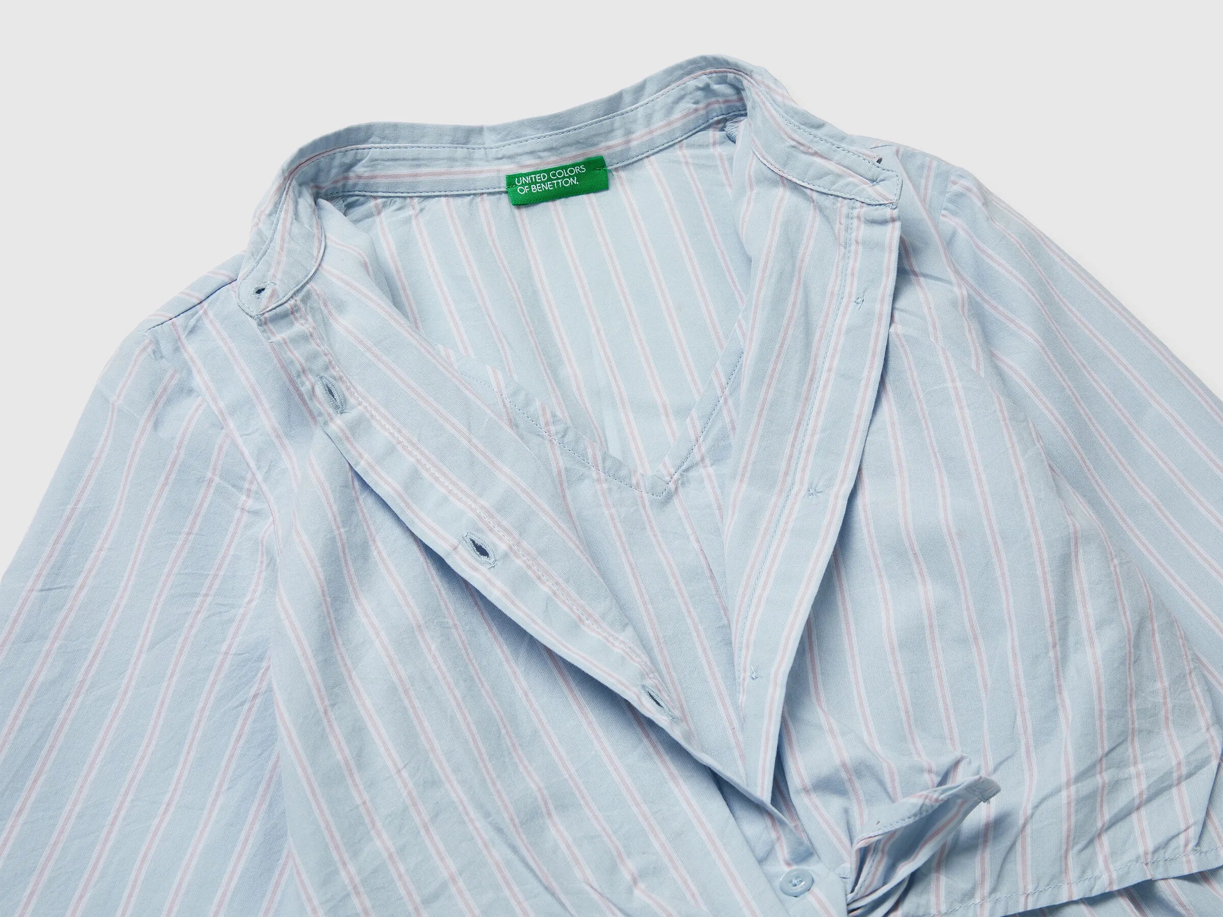Benetton Light Blue Girls Striped Shirt Dress SKU: 40N7CV03Q_903 Image 03