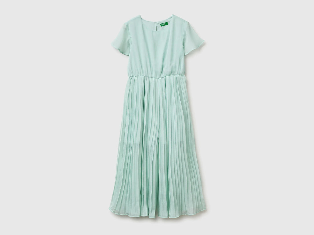 Benetton Aqua Girls Jumpsuit with Pleated Trousers SKU: 41EXCT01C_334 Image 01