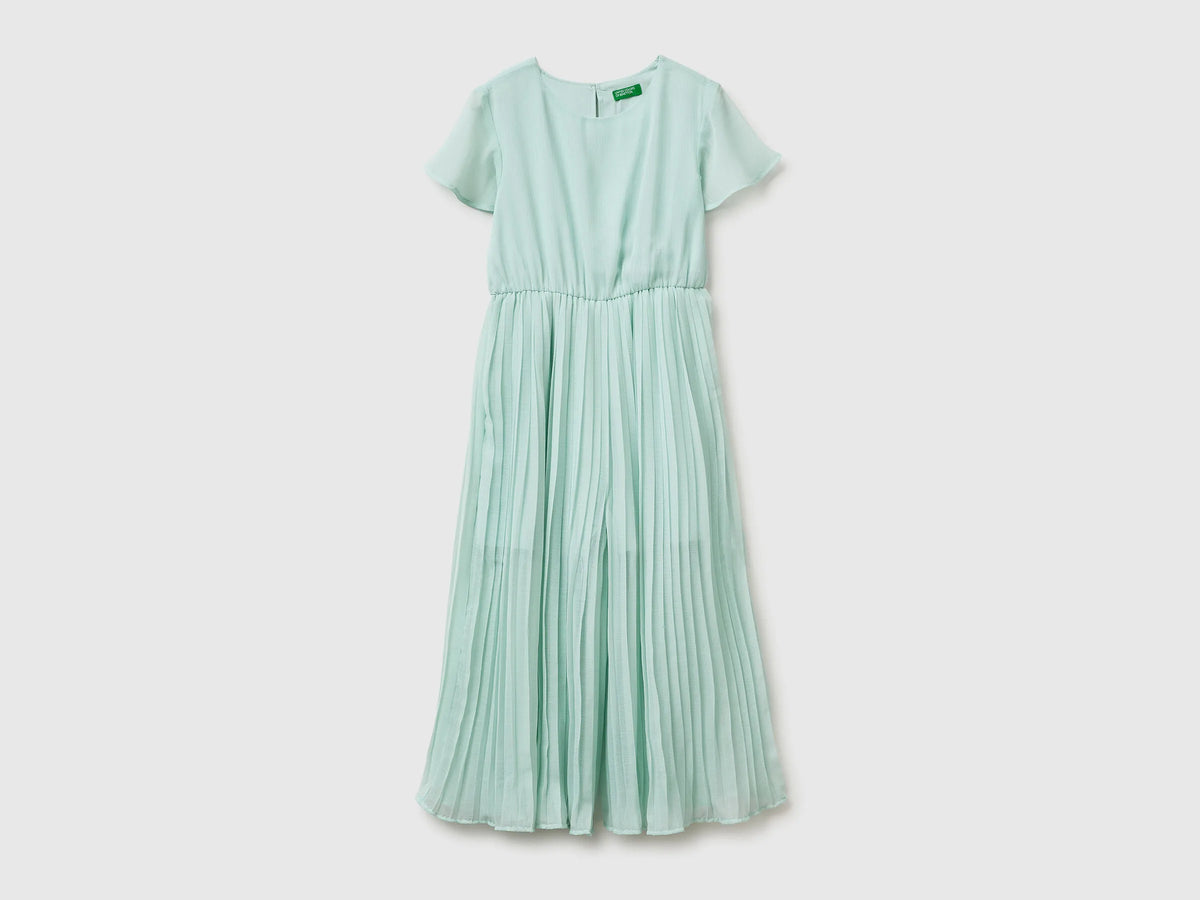 Benetton Aqua Girls Jumpsuit with Pleated Trousers SKU: 41EXCT01C_334 Image 01