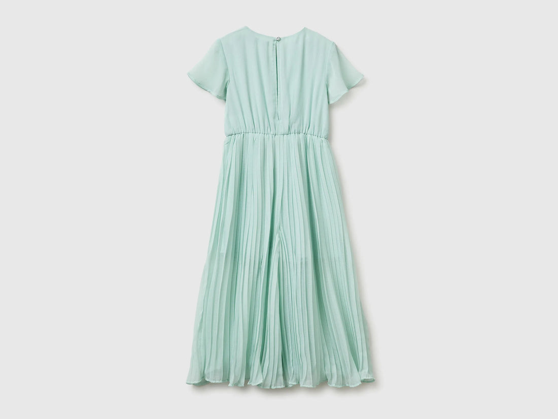 Benetton Aqua Girls Jumpsuit with Pleated Trousers SKU: 41EXCT01C_334 Image 02