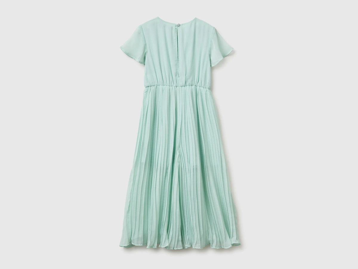 Benetton Aqua Girls Jumpsuit with Pleated Trousers SKU: 41EXCT01C_334 Image 02