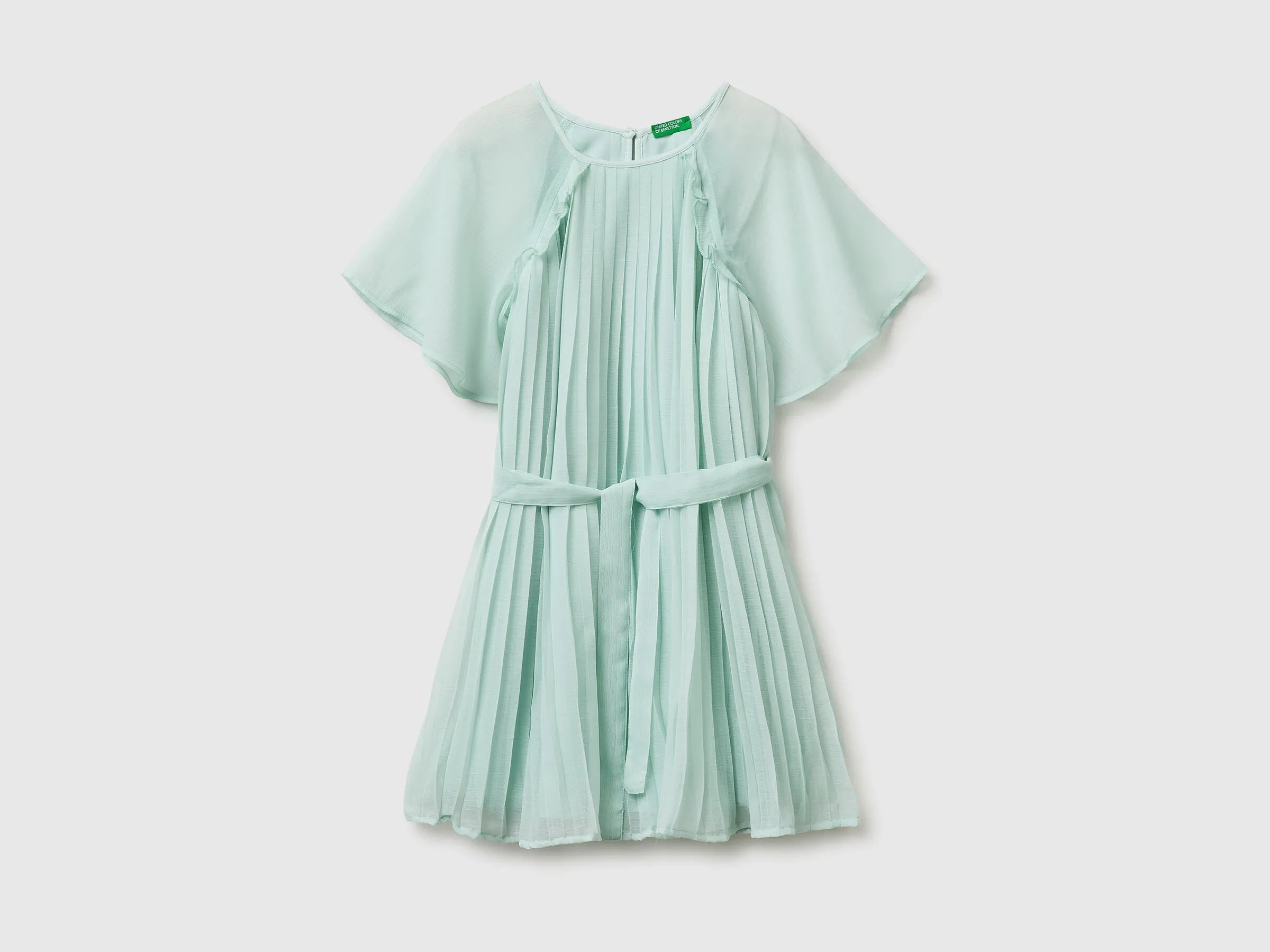 Benetton Aqua Girls Pleated Dress SKU: 41EXCV03R_334 Image 01