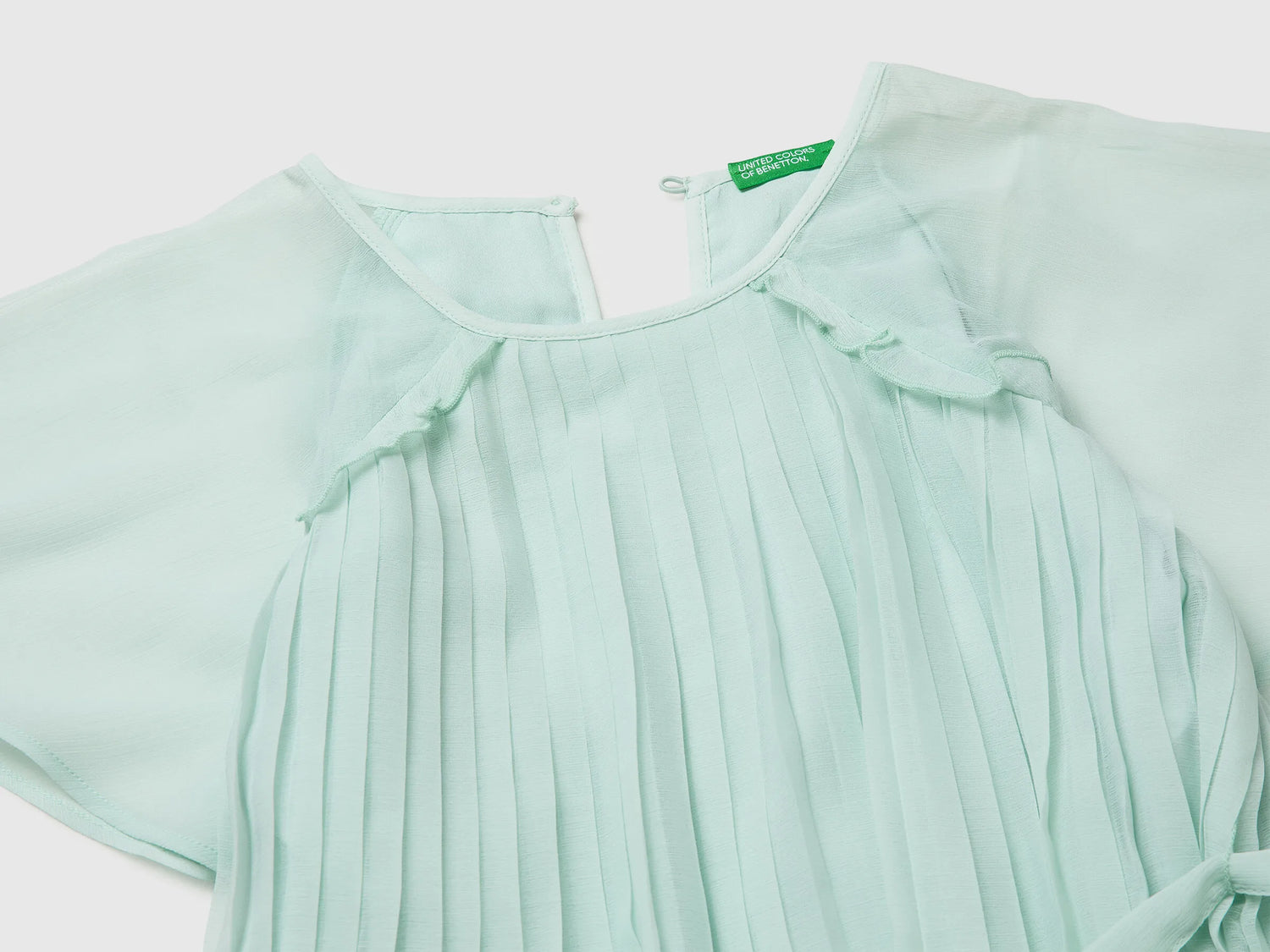 Benetton Aqua Girls Pleated Dress SKU: 41EXCV03R_334 Image 03