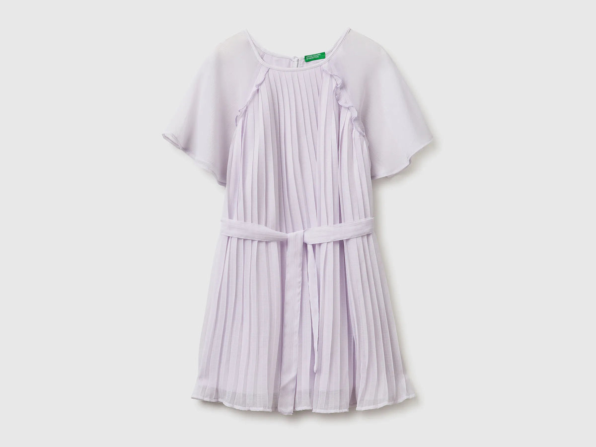 Benetton Pink Girls Pleated Dress SKU: 41EXCV03R_3G1 Image 01