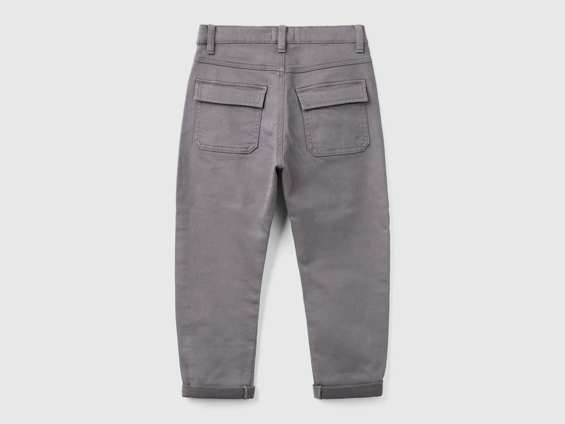 Benetton Dark Gray Boys Carrot Fit Trousers SKU: 41HQCE036_00W Image 02