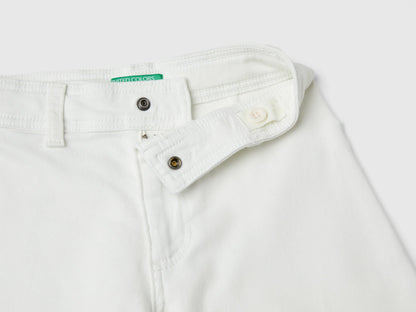 Benetton Creamy White Girls Wide Trousers in Stretch Cotton SKU: 41HQCF03K_074 Image 03