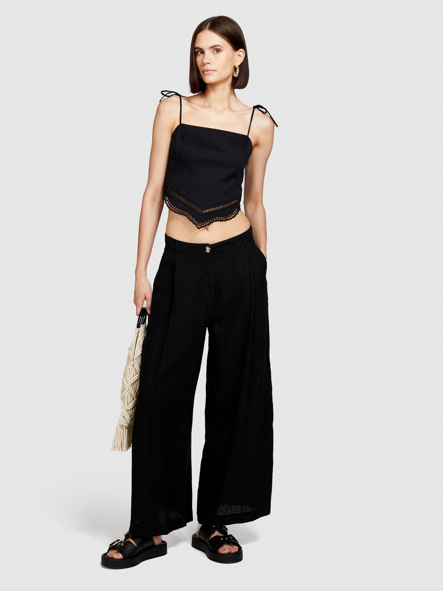 Wide Leg 100% Linen Trousers_41I4LF04E_100_01