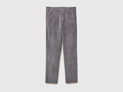 Benetton Gray Men Slim Fit Stretch Corduroy Trousers SKU: 41ULUF04Z_60W Image 05