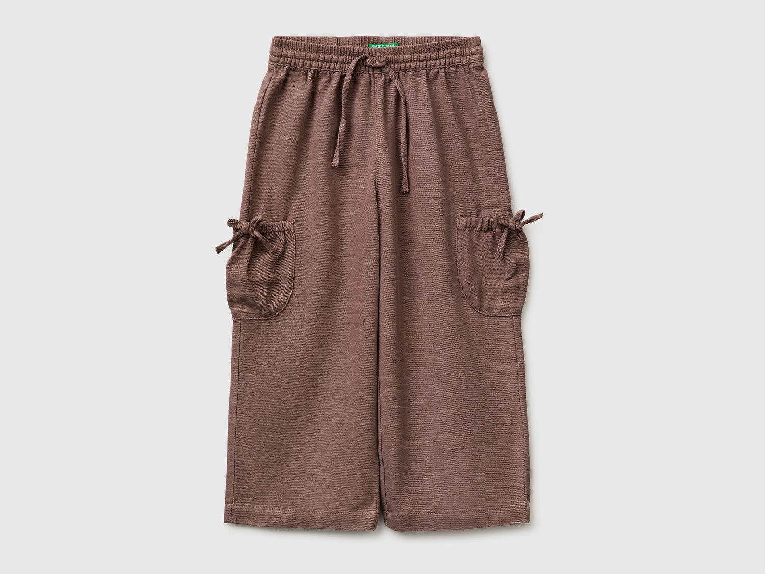 Benetton Brown Girls Wide Leg Trousers with Pockets SKU: 42KQGF02V_24R Image 01