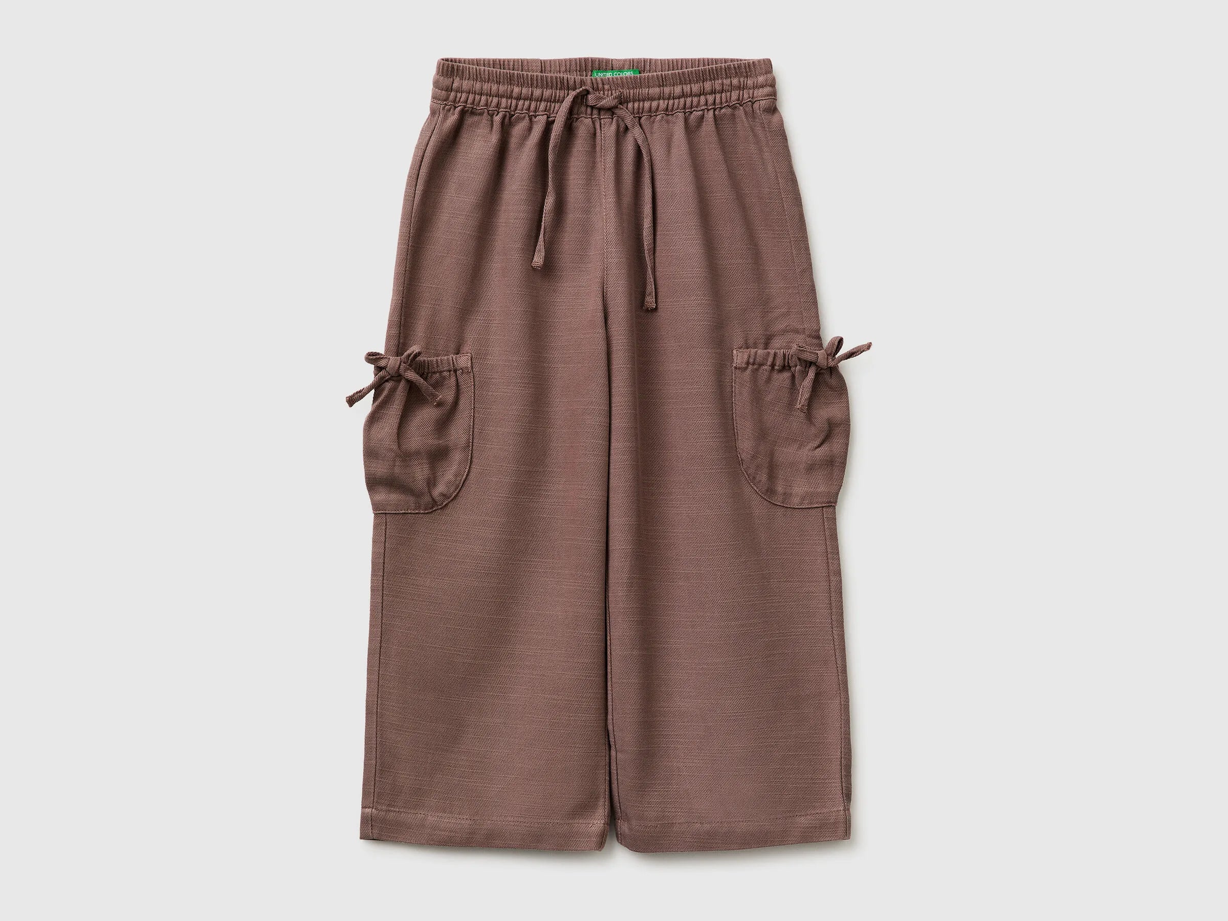 Benetton Brown Girls Wide Leg Trousers with Pockets SKU: 42KQGF02V_24R Image 01
