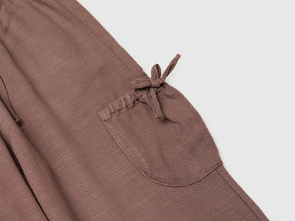 Benetton Brown Girls Wide Leg Trousers with Pockets SKU: 42KQGF02V_24R Image 03