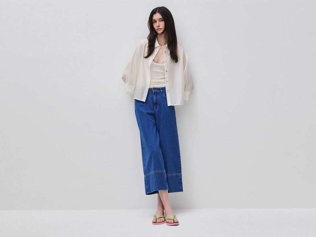 Benetton Blue Women Wide-Fit Denim Trousers SKU: 43C8DE02S_901 Image 01