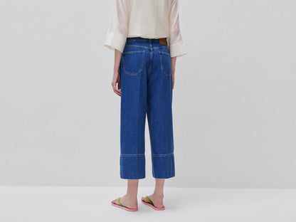 Benetton Blue Women Wide-Fit Denim Trousers SKU: 43C8DE02S_901 Image 03
