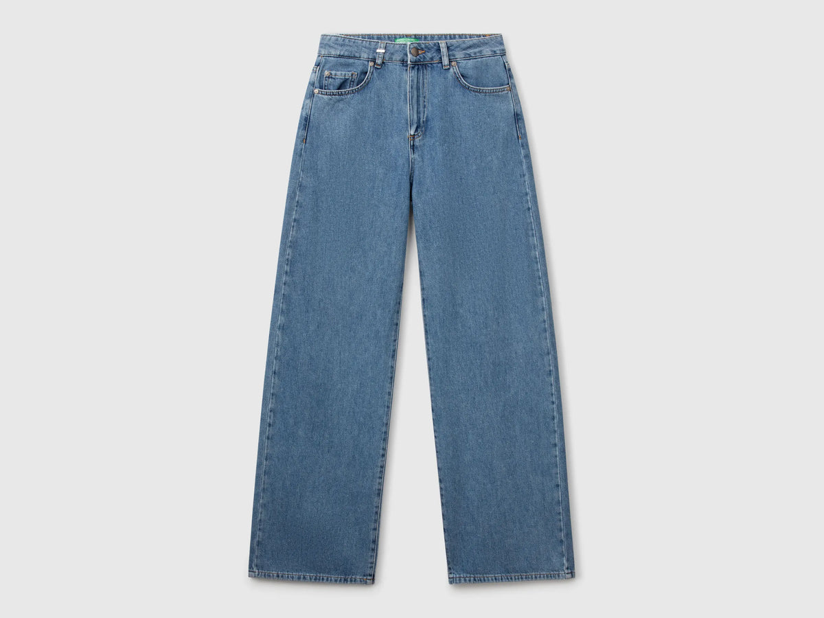 Benetton Light Blue Women Wide-Fit Jeans SKU: 43UNDE02B_903 Image 05