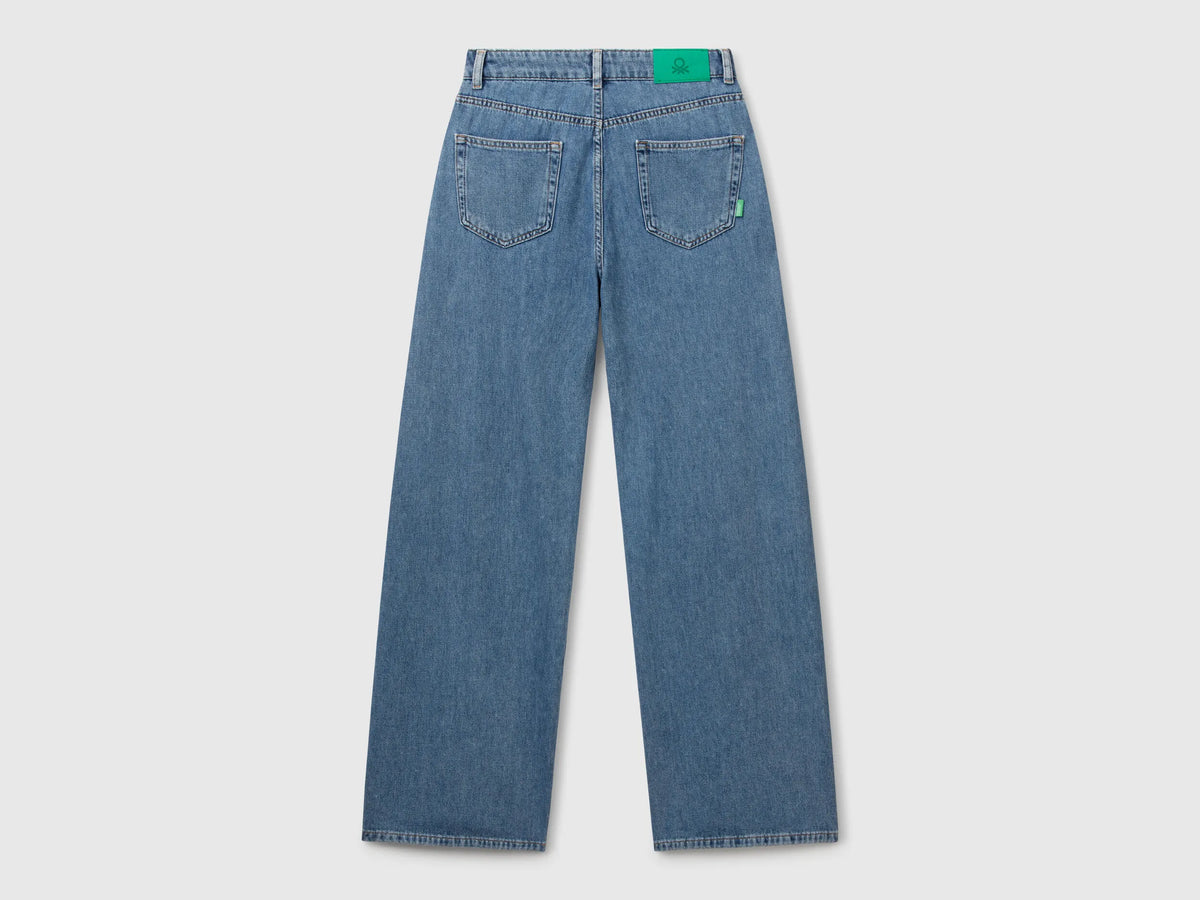 Benetton Light Blue Women Wide-Fit Jeans SKU: 43UNDE02B_903 Image 06