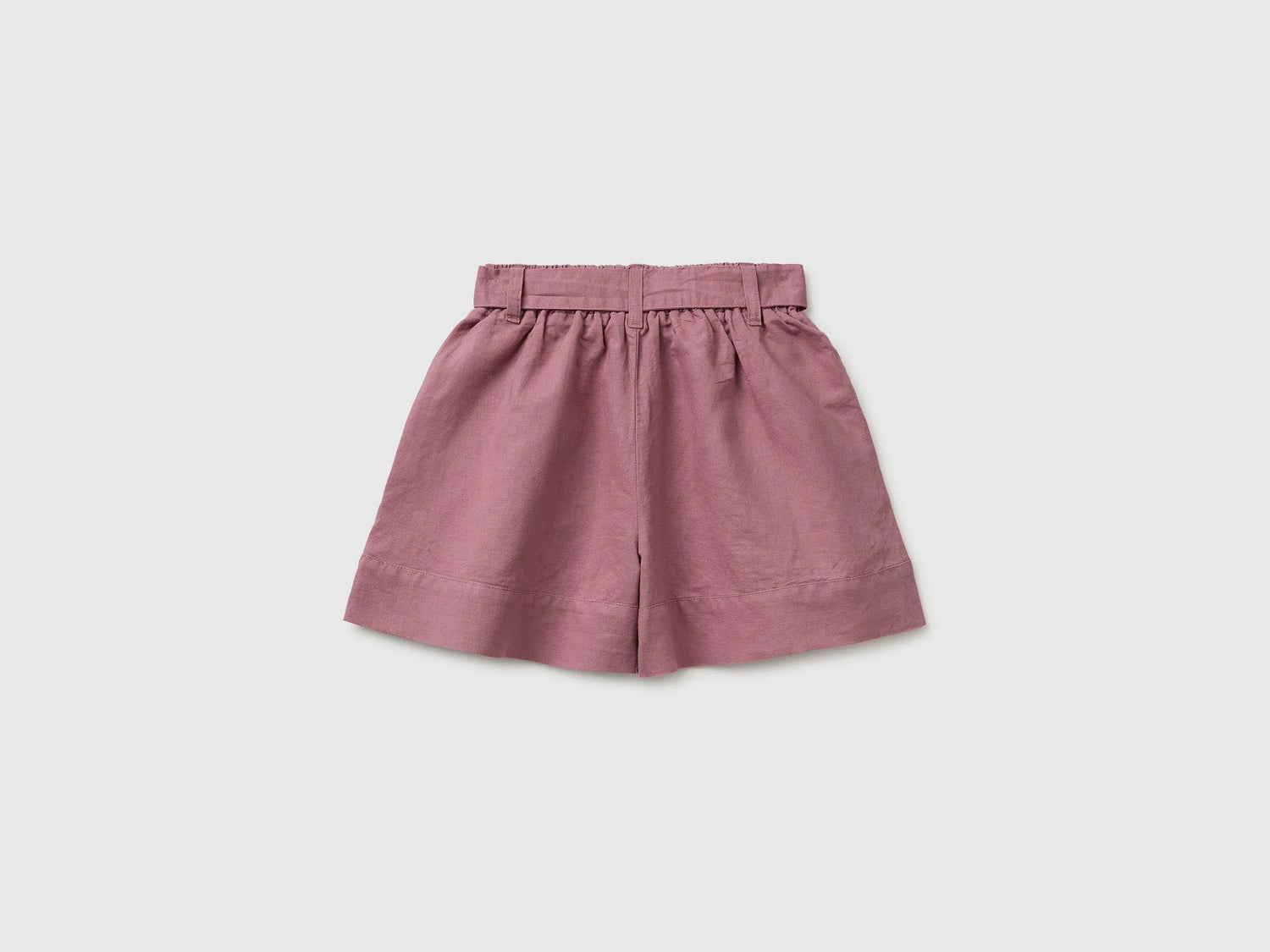 Benetton Mauve Girls Linen Blend Shorts with Sash SKU: 43WBC904H_04Z Image 02