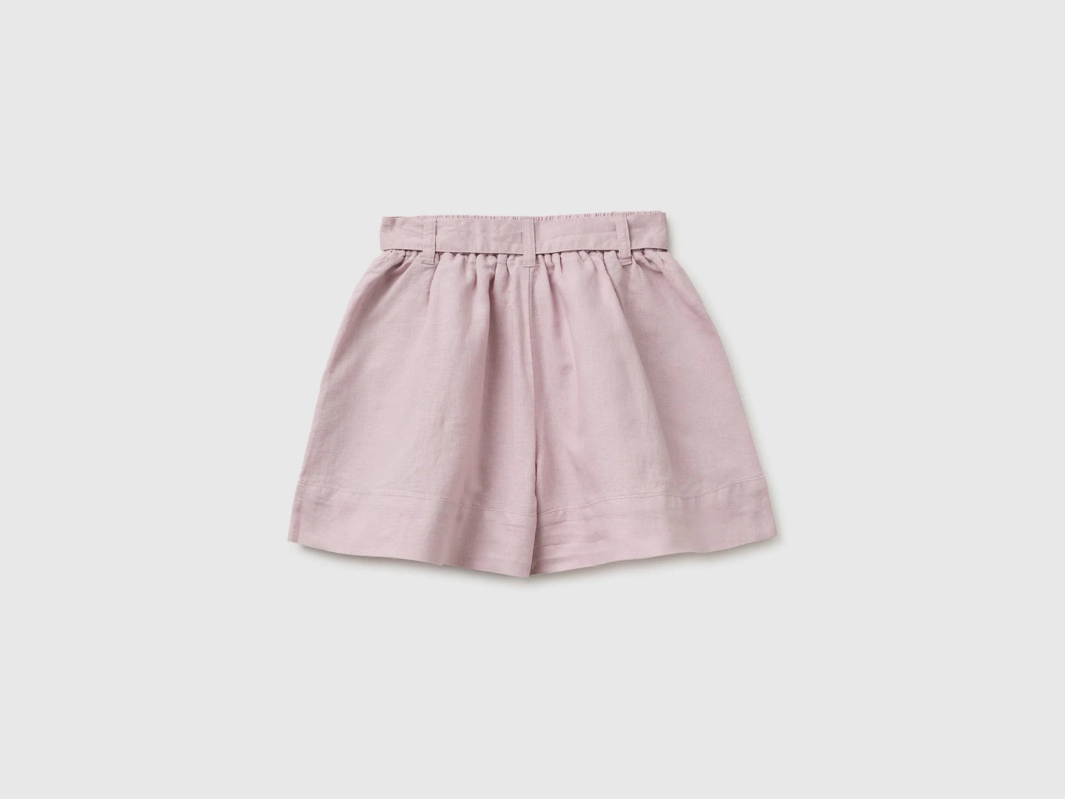 Benetton Pink Girls Linen Blend Shorts with Sash SKU: 43WBC904H_0C3 Image 02