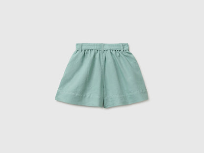 Benetton Aqua Girls Linen Blend Shorts with Sash SKU: 43WBC904H_30V Image 02