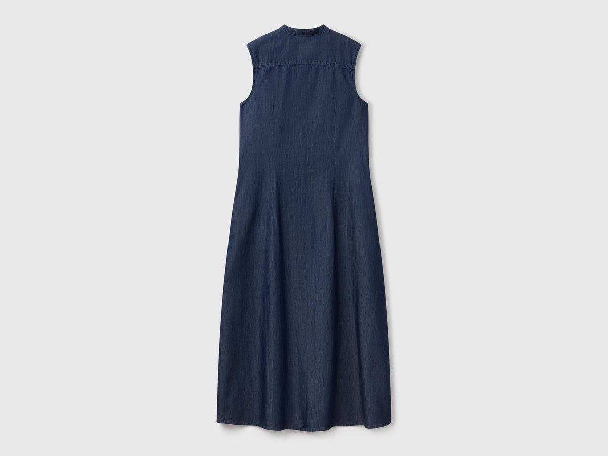 Benetton_Sleeveless Shirt Dress in Chambray_44KCDV0BH_901_05
