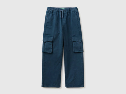 Benetton Dark Blue Boys Drawstring Cargo Pants SKU: 44KYCF05Z_97T Image 01