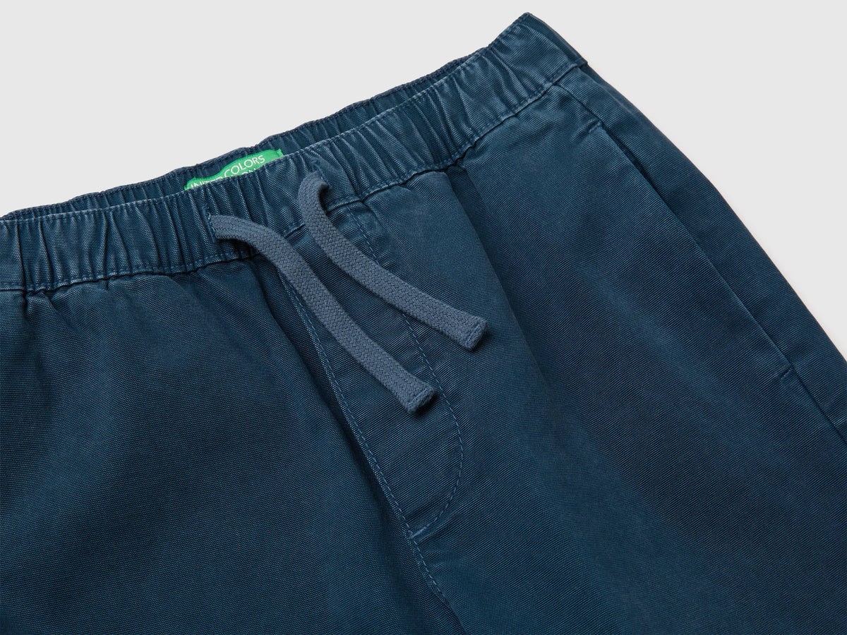 Benetton Dark Blue Boys Drawstring Cargo Pants SKU: 44KYCF05Z_97T Image 03