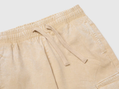 Benetton Beige Boys Drawstring Cargo Pants SKU: 44KYGF038_74Z Image 03