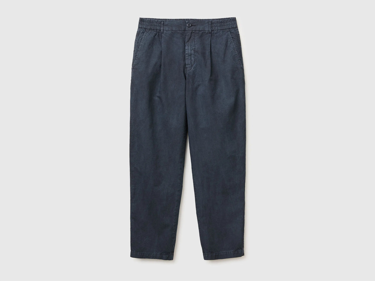 Benetton Dark Blue Men Carrot-Fit Chinos SKU: 44L0UF068_9C1 Image 01