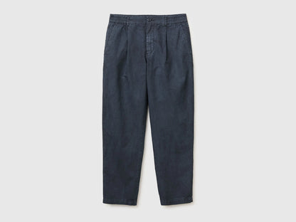 Benetton Dark Blue Men Carrot-Fit Chinos SKU: 44L0UF068_9C1 Image 01