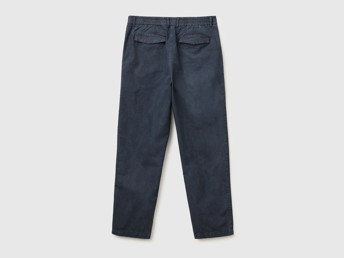 Benetton Dark Blue Men Carrot-Fit Chinos SKU: 44L0UF068_9C1 Image 02