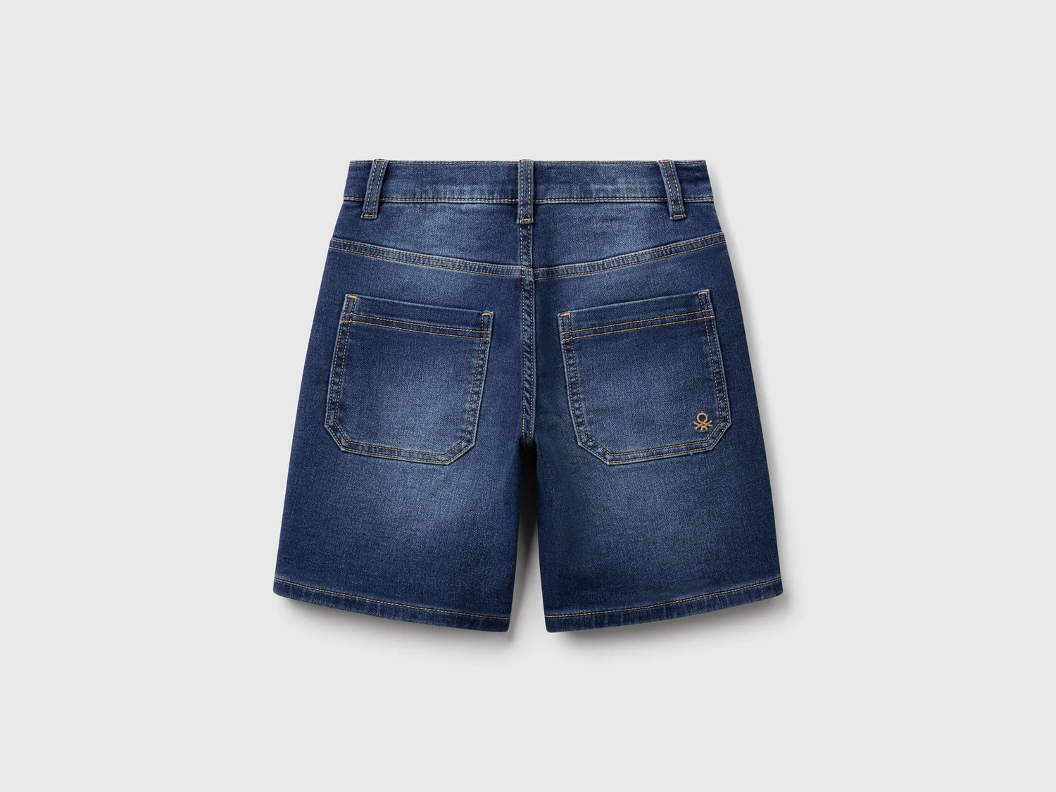 Benetton Dark Blue Boys Straight Bermuda Shorts in Stretch Denim SKU: 44LGC9048_901 Image 02