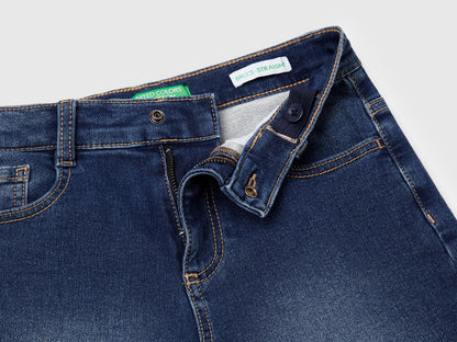 Benetton Dark Blue Boys Straight Bermuda Shorts in Stretch Denim SKU: 44LGC9048_901 Image 03