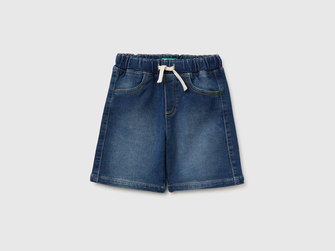 Benetton Dark blue Boys Denim-Effect Bermuda Shorts SKU: 44LGG903M_901 Image 01