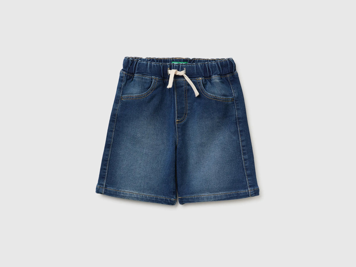 Benetton Dark blue Boys Denim-Effect Bermuda Shorts SKU: 44LGG903M_901 Image 01