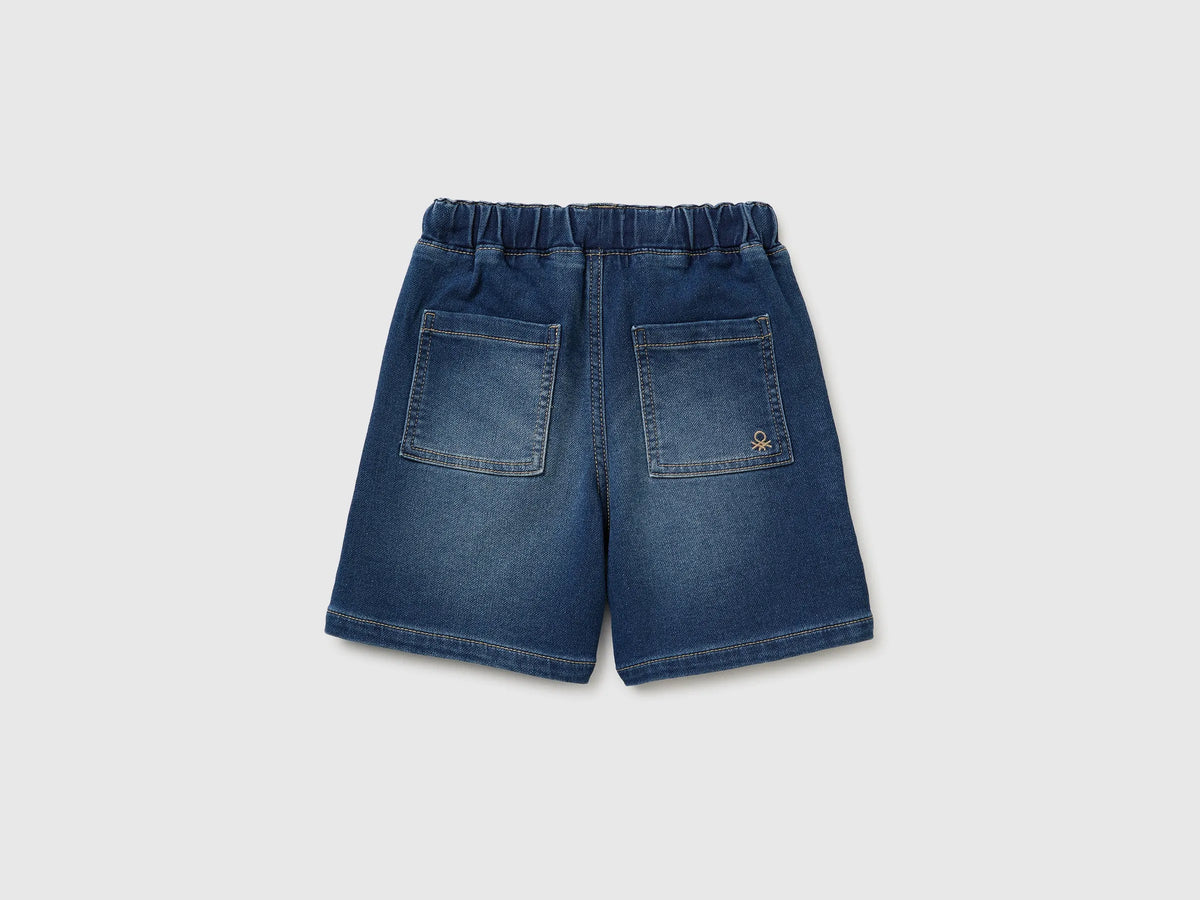 Benetton Dark blue Boys Denim-Effect Bermuda Shorts SKU: 44LGG903M_901 Image 02