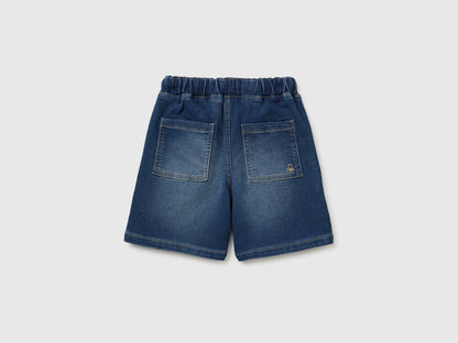 Benetton Dark blue Boys Denim-Effect Bermuda Shorts SKU: 44LGG903M_901 Image 02
