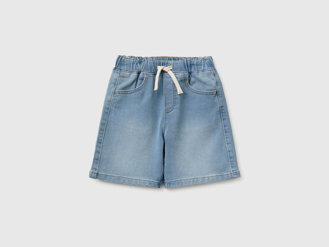 Benetton Light blue Boys Denim-Effect Bermuda Shorts SKU: 44LGG903M_902 Image 01