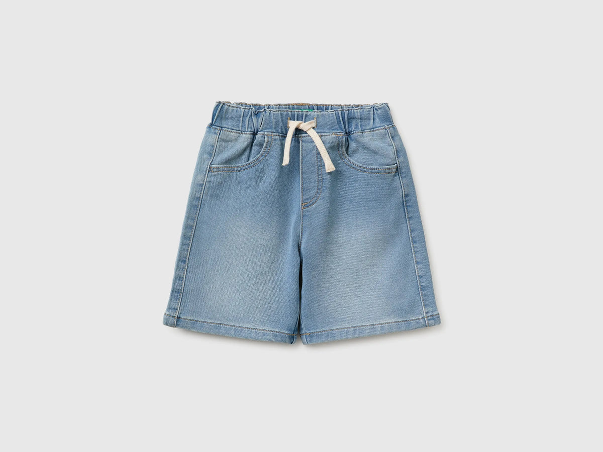 Benetton Light blue Boys Denim-Effect Bermuda Shorts SKU: 44LGG903M_902 Image 01
