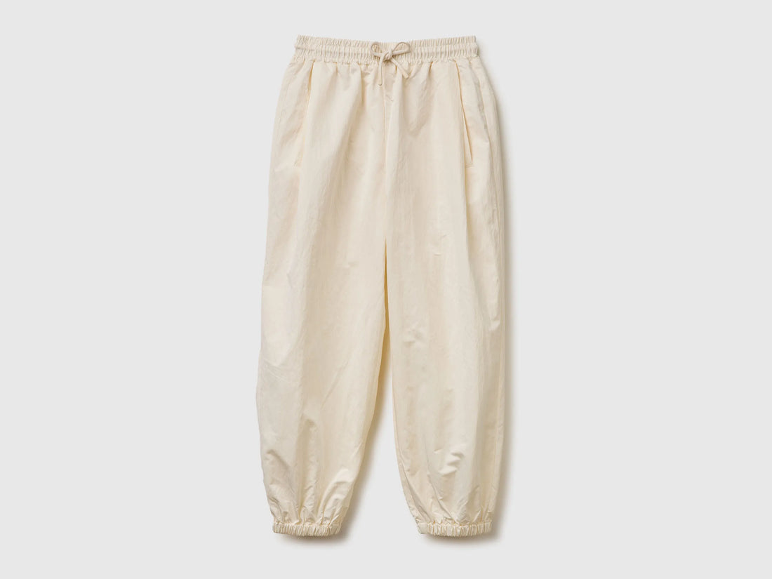 Benetton Creamy White Girls Balloon Fit Trousers SKU: 44YGCF05E_00E Image 01