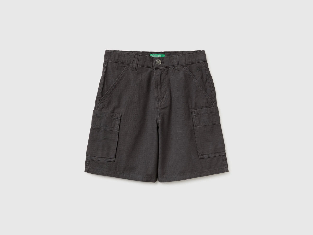 Benetton Dark gray Boys Bermuda Shorts with Pockets SKU: 456SC904V_19E Image 01