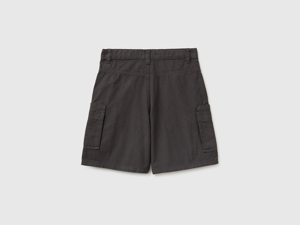 Benetton Dark gray Boys Bermuda Shorts with Pockets SKU: 456SC904V_19E Image 02