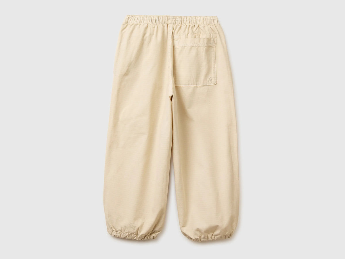 Benetton Beige Boys Cotton Parachute Trousers SKU: 456SCF05N_152 Image 02