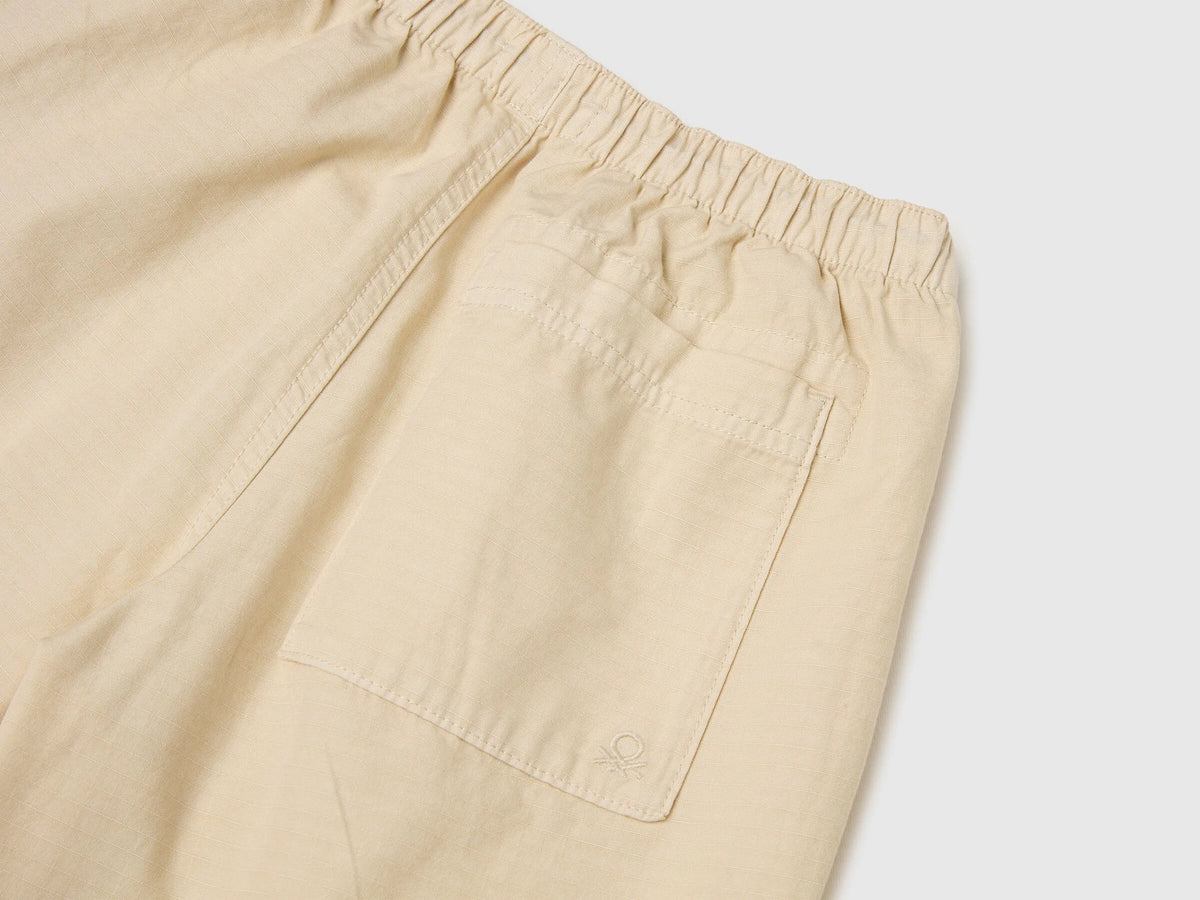 Benetton Beige Boys Cotton Parachute Trousers SKU: 456SCF05N_152 Image 03