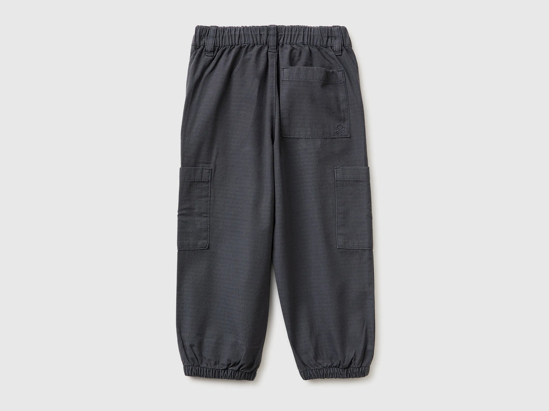 Benetton Dark Gray Boys Parachute Cargo Pants SKU: 456SGF01R_10N Image 02