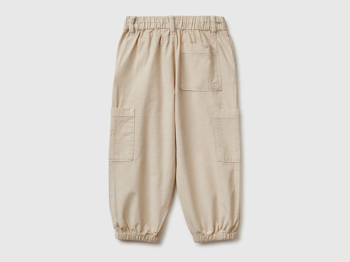 Benetton Beige Boys Parachute Cargo Pants SKU: 456SGF01R_152 Image 02