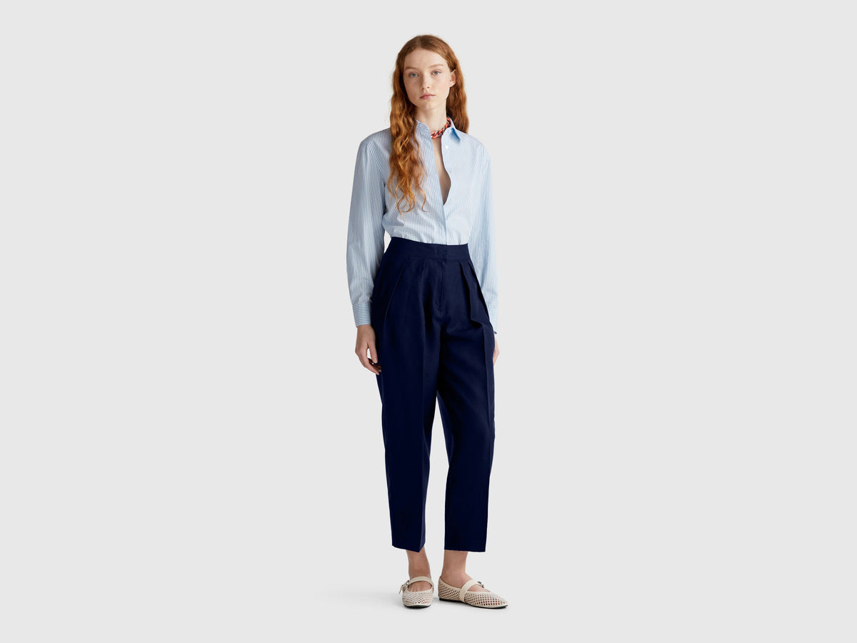 Benetton_Wide Trousers in Linen Blend_45BVDF09B_252_01
