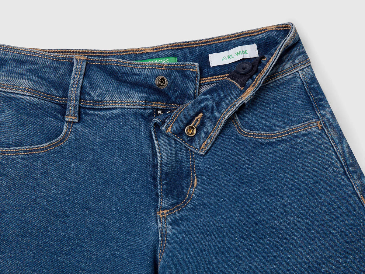 Benetton Blue Girls Cotton Blend Jeans SKU: 45ONCE03R_901 Image 03