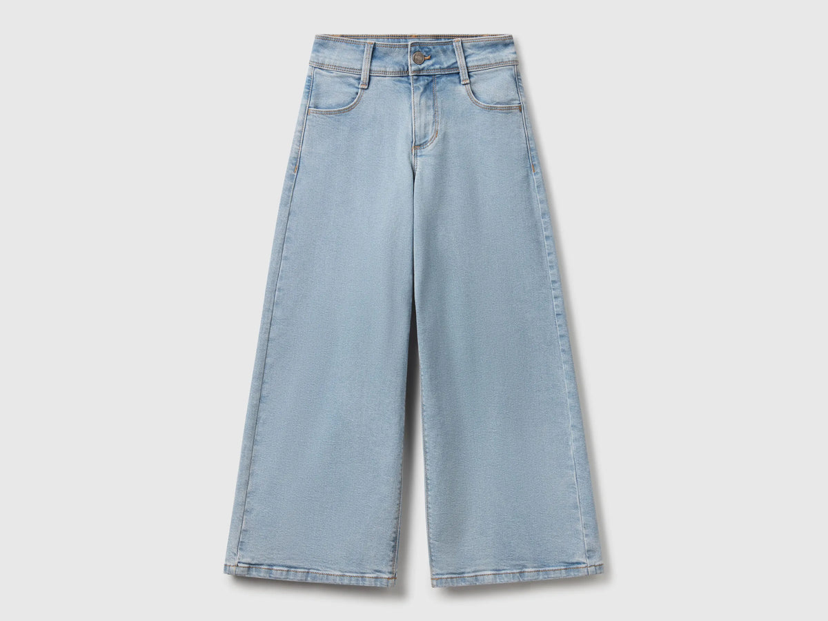 Benetton Light Blue Girls Cotton Blend Jeans SKU: 45ONCE03R_902 Image 01
